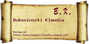 Bukovinszki Klaudia névjegykártya